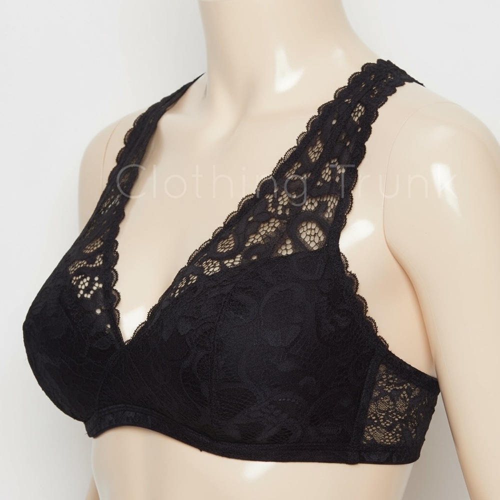 NWT Paramour Abbie Crochet Lace Bralette XL Black • Wireless Contour Padded Bra - Picture 4 of 9